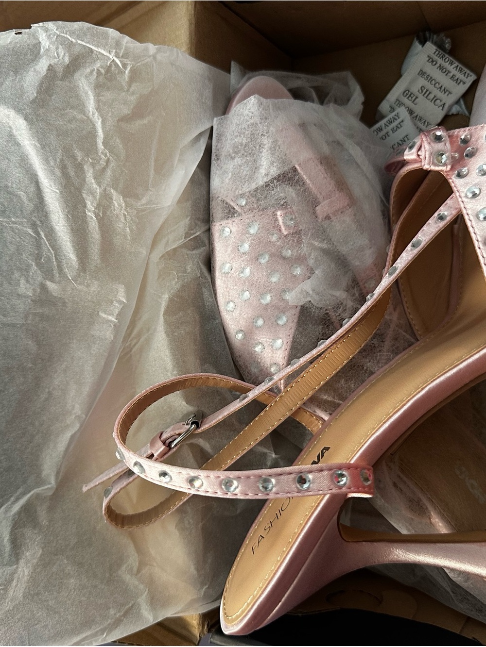 Fashion Nova Pink Studded Ankle-Strap Heels